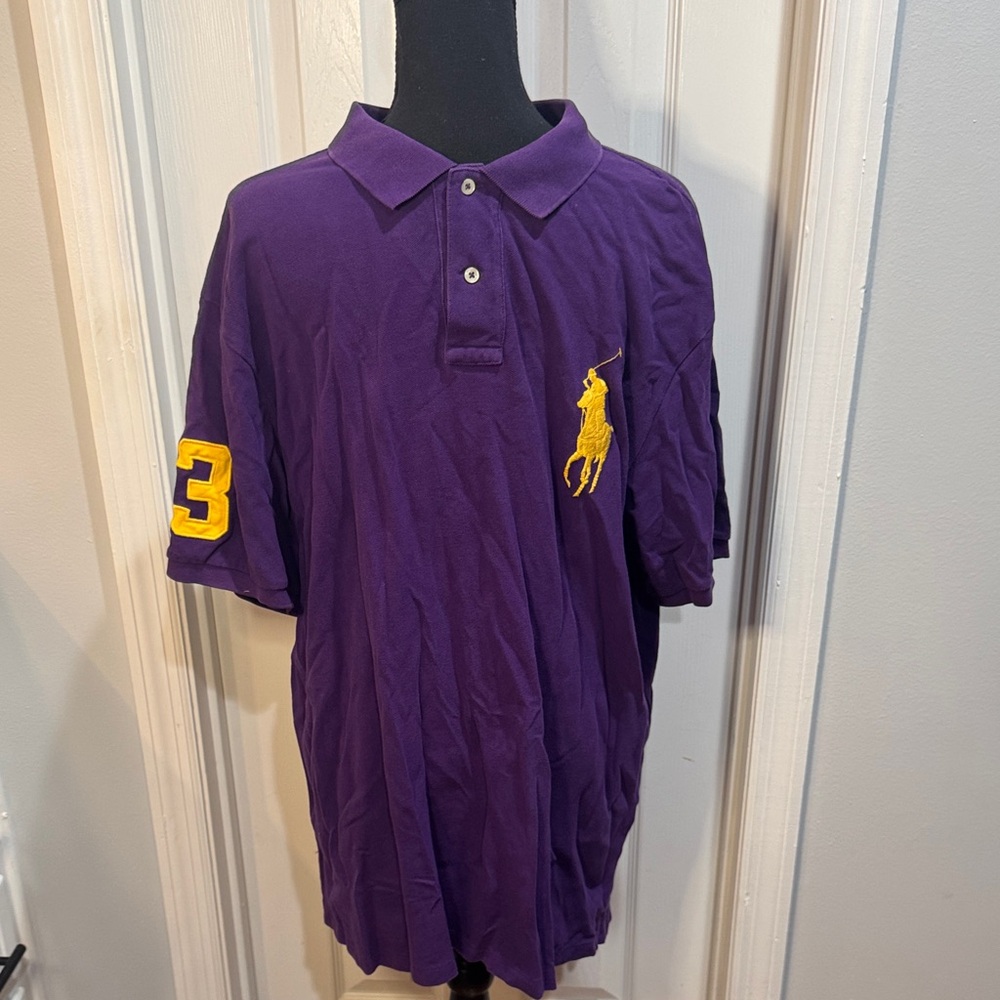 Ralph Lauren Purple Polo Shirt with Yellow Logo